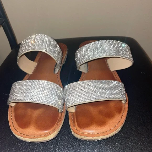 MIA Shoes Mia Rhinestone Strap Slip On Sandals Poshmark